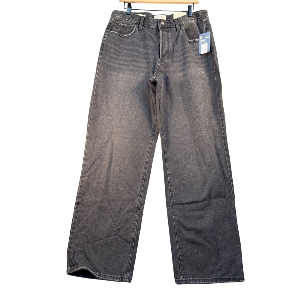Universal Thread Womens 90s baggy Wide Leg Jeans Black Wash Button Fly size 10